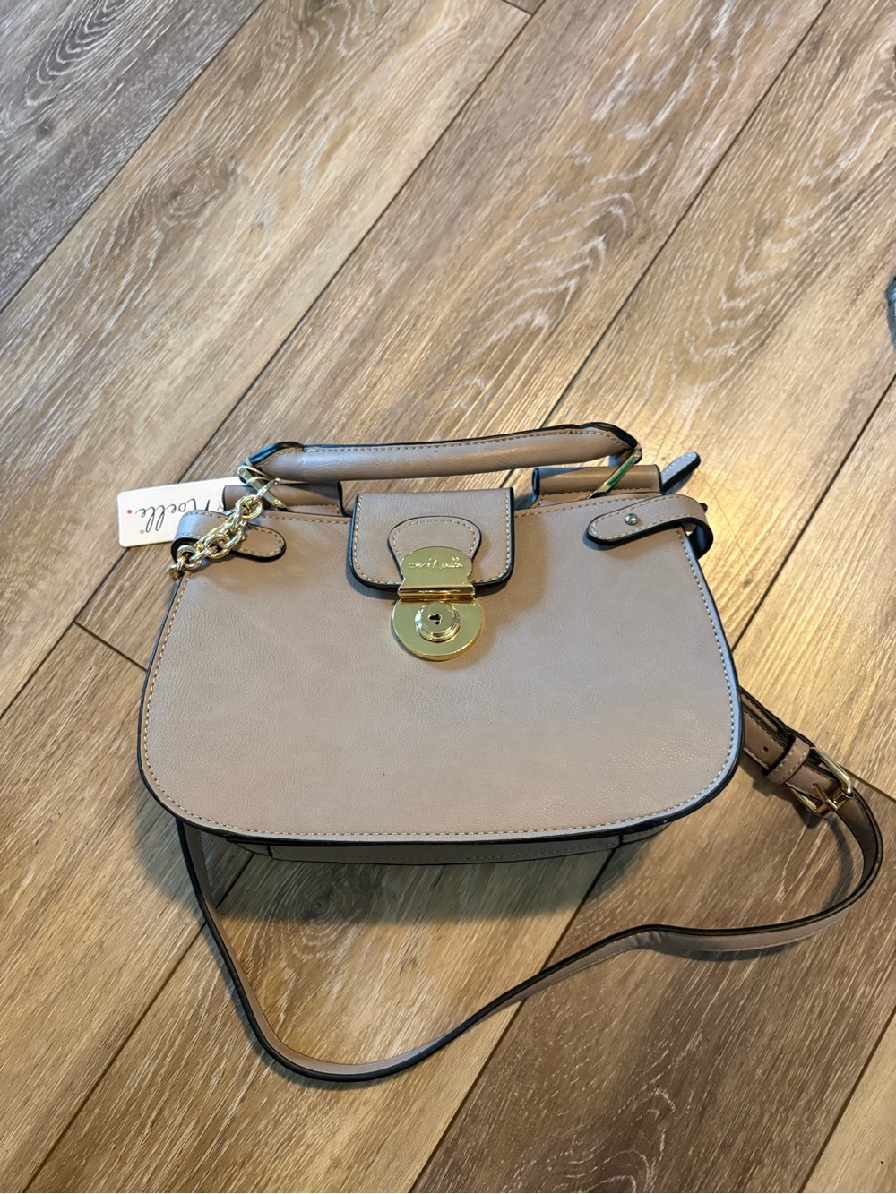 Simply Noelle Taupe Crossbody Bag with Gold Hardware